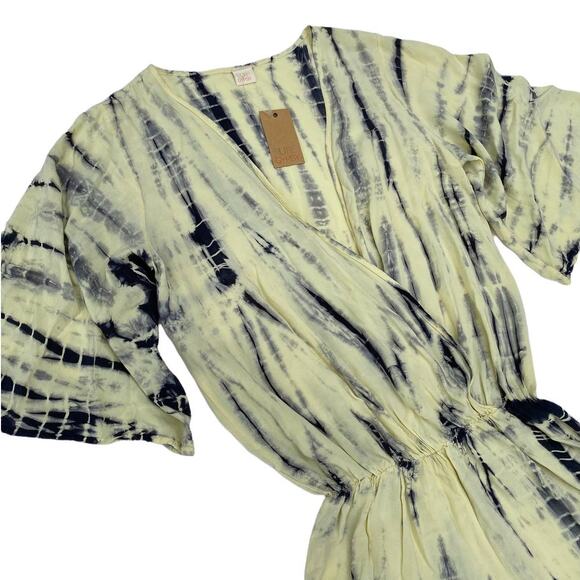Surf Gypsy Romper Yellow Tie Die Swim Cover Short Sleeve Women's Size Small NWT - Picture 4 of 10